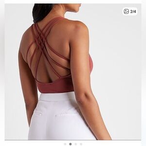 Express Body Contour Silky High Neck Thong Bodysuit - Rust Red